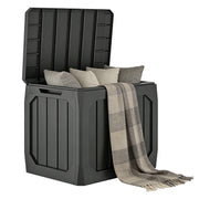 Outsunny Arcón Exterior Capacidad 121L, Baúl Almacenaje Exterior de Plástico con 2 Asas y Tapa Bloqueable, Impermeable, Resistente a la Intemperie, para Jardín, Terraza, Patio, 56x45x53 cm, Negro