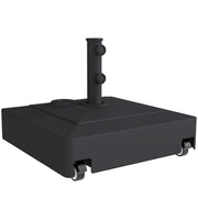 Outsunny Base para Sombrilla Cuadrada con Ruedas, Soporte de Parasol de HDPE, Pie para Sombrilla con Postes Ø35/38/48 mm, Rellenable de Arena 61 kg o Agua 40 kg, para Jardín, Patio, Terraza, Negro