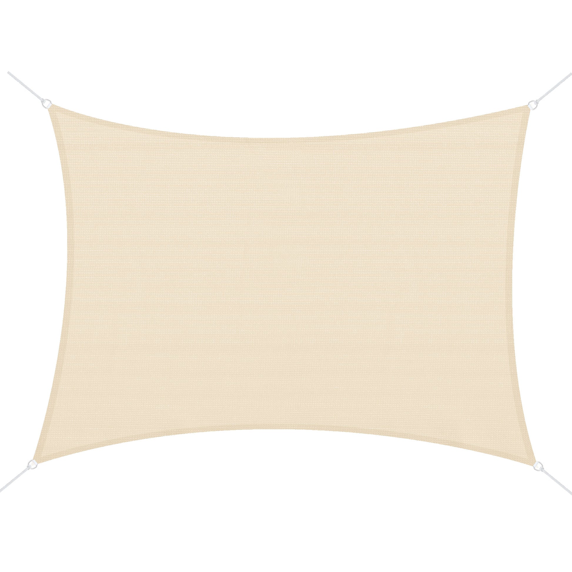 Outsunny Toldo Vela de Sombra Rectangular 4x6 m Toldo de Terraza con Anti-UV Anillo de Acero Inoxidable y Cuerdas de Nylon para Jardín Patio Crema