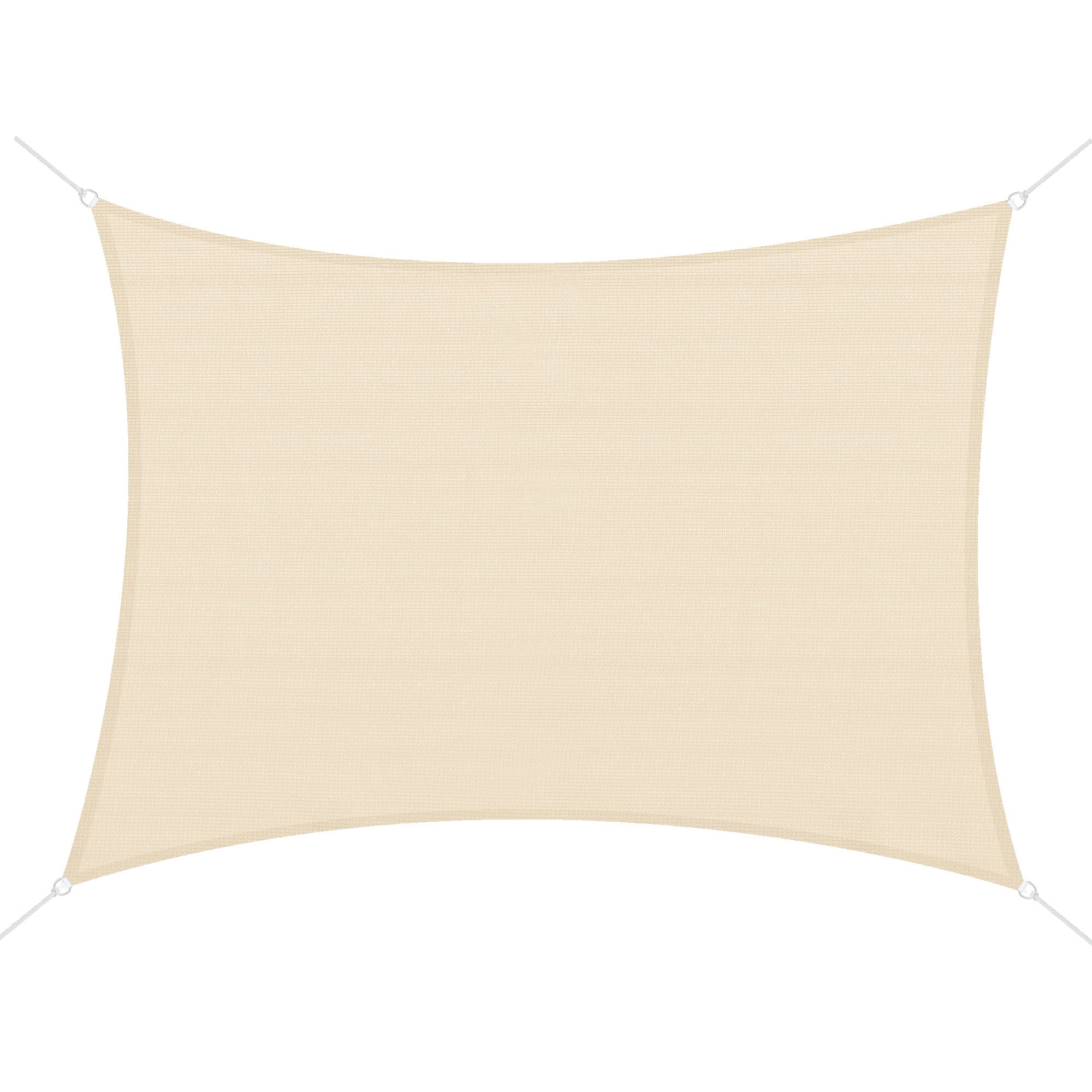 Outsunny Toldo Vela de Sombra Rectangular 4x6 m Toldo de Terraza con Anti-UV Anillo de Acero Inoxidable y Cuerdas de Nylon para Jardín Patio Crema