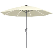 Outsunny Sombrilla Terraza Exterior con Luces LED Ø300x256 cm Sombrilla de Jardín con Manivela Techo de Ventilación Protección UV50+ y Poste de Aluminio Parasol para Patio Piscina Playa Crema