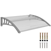 Outsunny Marquesinas Exterior para Puertas y Ventanas, 100x75 cm, Tejadillo de Protección contra Sol y Lluvia, con Cubierta de Policarbonato, Barra de Aluminio, Transparente