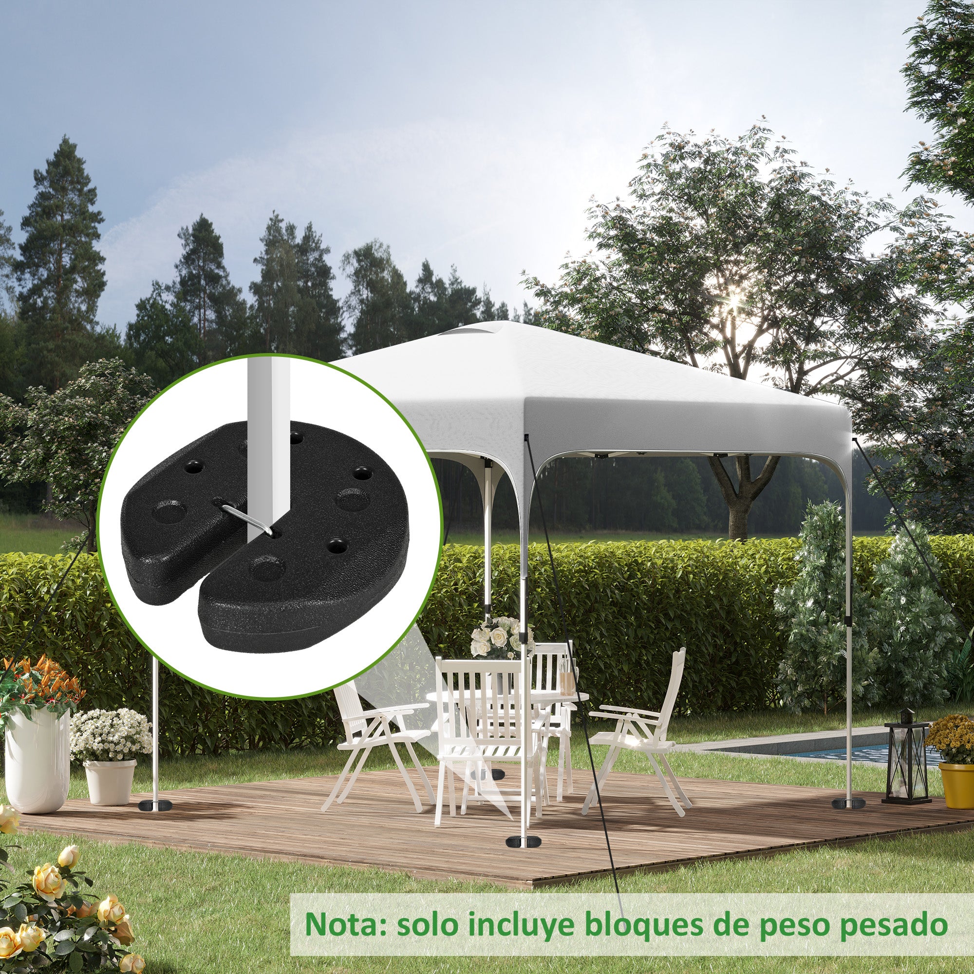 Outsunny Pack de 4 Pesos para Carpas Plegables Pesos para Cenador Rellenados con Cemento Bases para Toldo Pérgola Ø22x5,5 cm Negro
