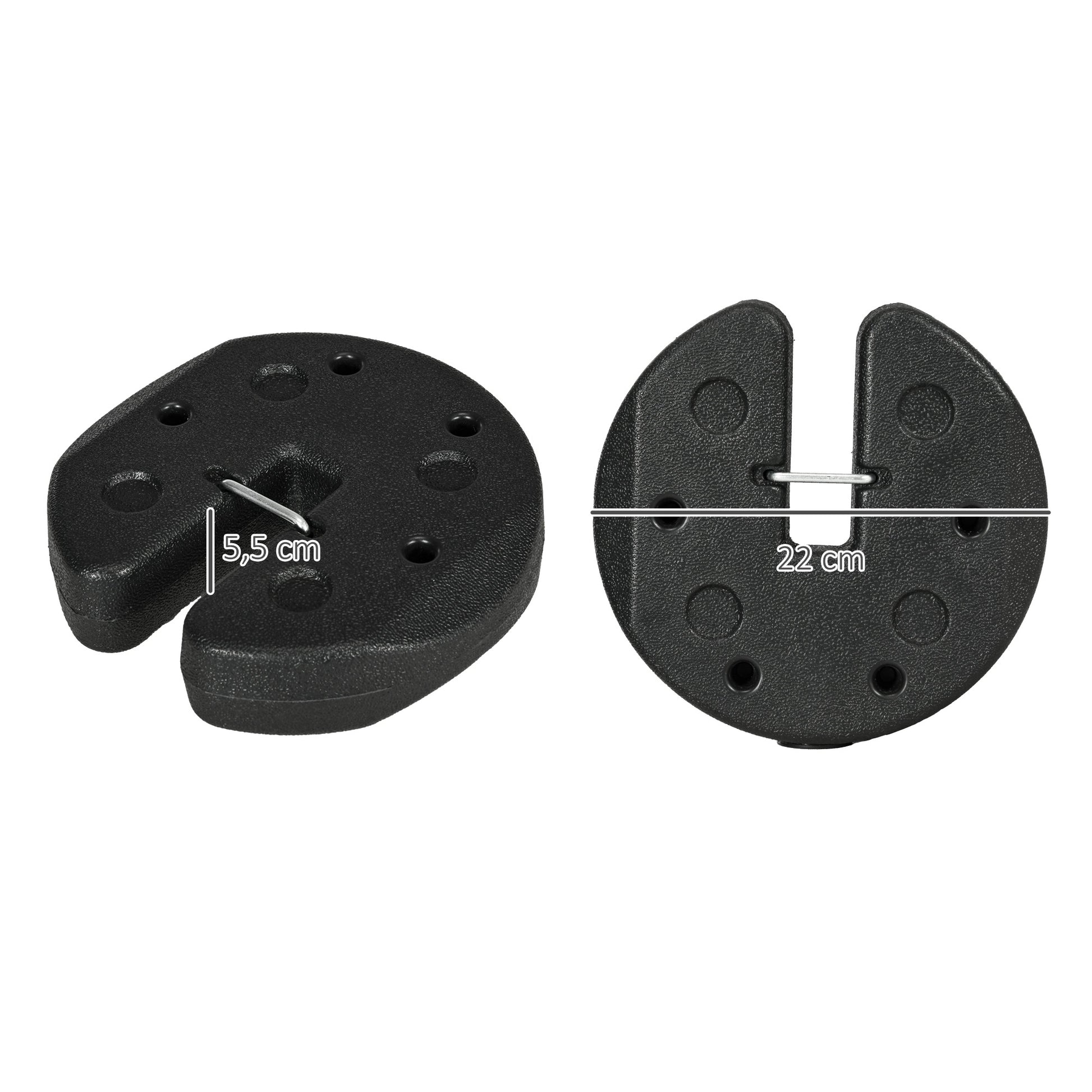 Outsunny Pack de 4 Pesos para Carpas Plegables Pesos para Cenador Rellenados con Cemento Bases para Toldo Pérgola Ø22x5,5 cm Negro