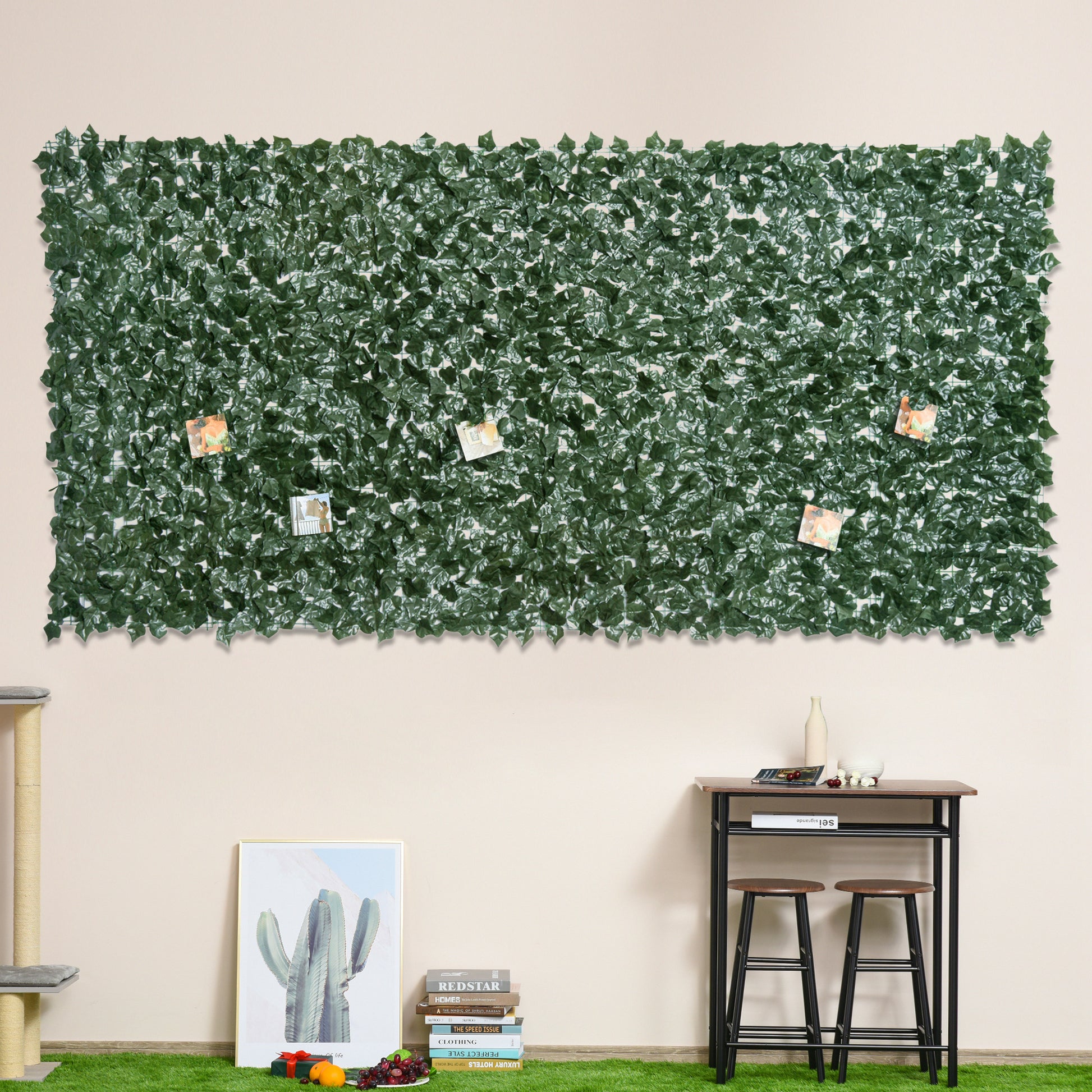 Outsunny Seto Artificial Ocultación Jardín en Rollo 3x1,5 m Pantalla de Valla de Privacidad de Hiedra Artificial para Terraza Balcón Exterior Decoración de Hojas Verde