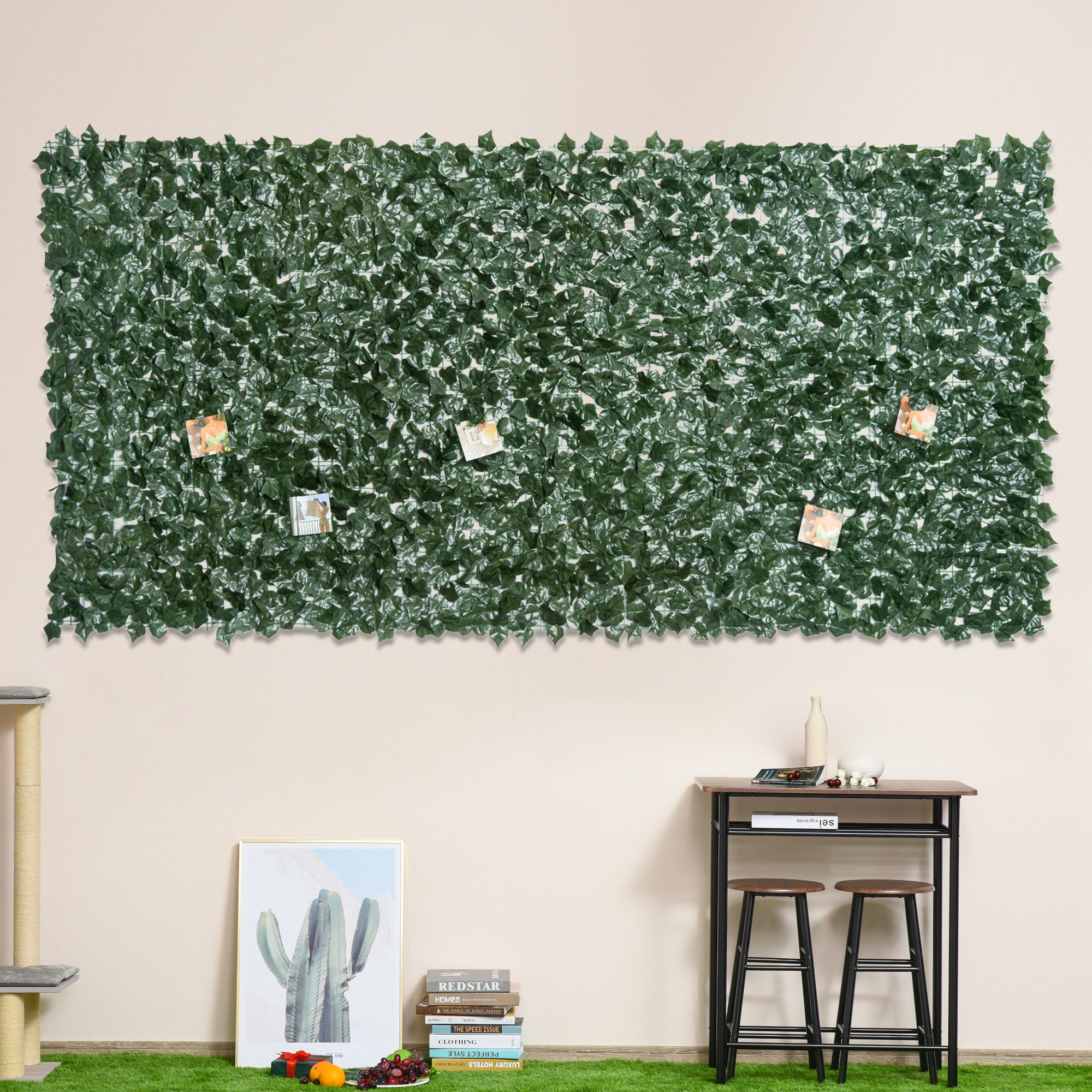 Outsunny Seto Artificial Ocultación Jardín en Rollo 3x1,5 m Pantalla de Valla de Privacidad de Hiedra Artificial para Terraza Balcón Exterior Decoración de Hojas Verde