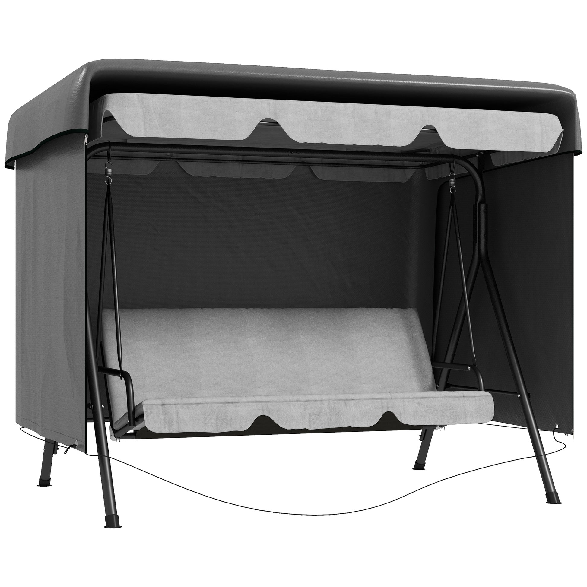 Outsunny Funda Balancín Jardín Funda Columpio Jardín Exterior Cubierta de Columpio con Cremallera Impermeable 215x155x150 cm Gris Oscuro