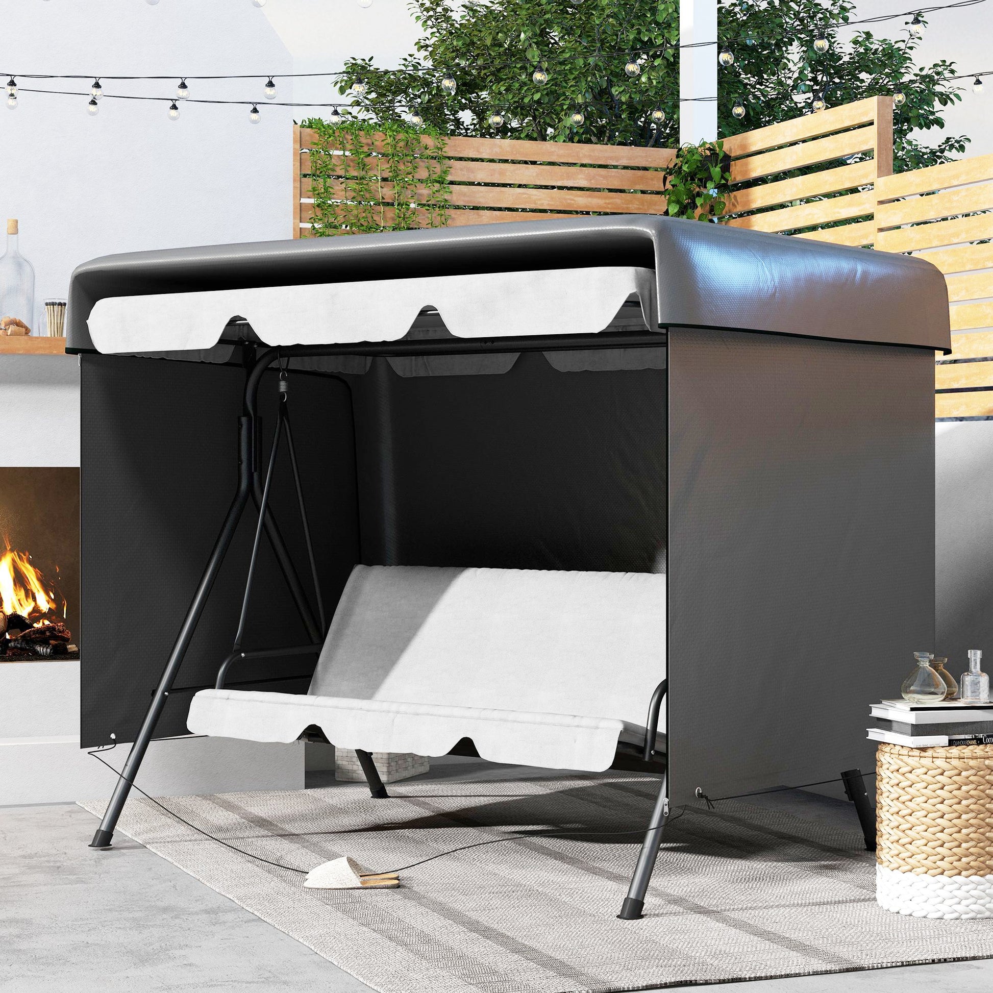 Outsunny Funda Balancín Jardín Funda Columpio Jardín Exterior Cubierta de Columpio con Cremallera Impermeable 215x155x150 cm Gris Oscuro