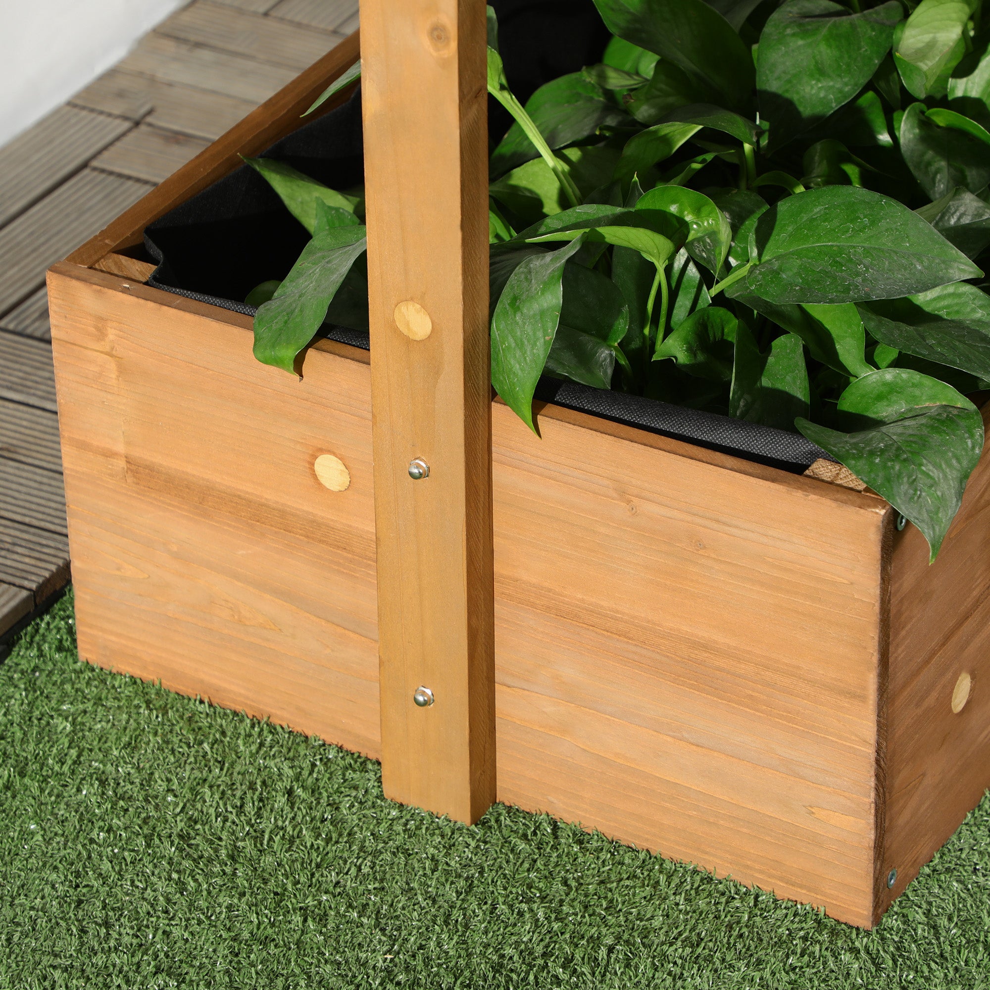 Outsunny Jardinera de Madera de 4 Niveles, Jardinera Exterior Elevada con Orificios de Drenaje y Tela no Tejida, Macetero para Cultivos, Plantas, Flores, para Terraza, Jardín, 80x45x142 cm, Naranja