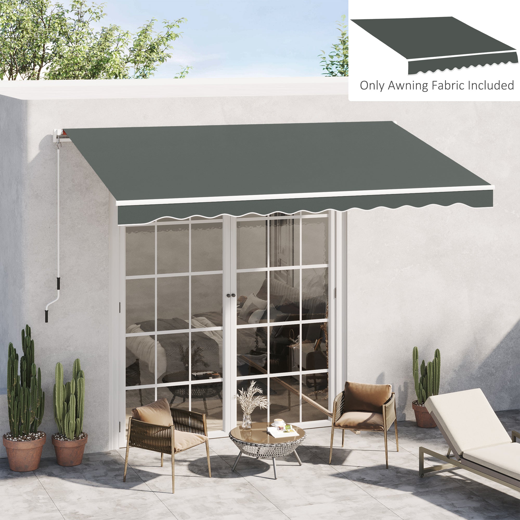 Outsunny Techo de Repuesto para Toldo, 382x240 cm, Lona para Toldo con Dobladillo, Protección UV, Impermeable, Tela de Repuesto para Patio, Terraza, Jardín, Balcón, Gris