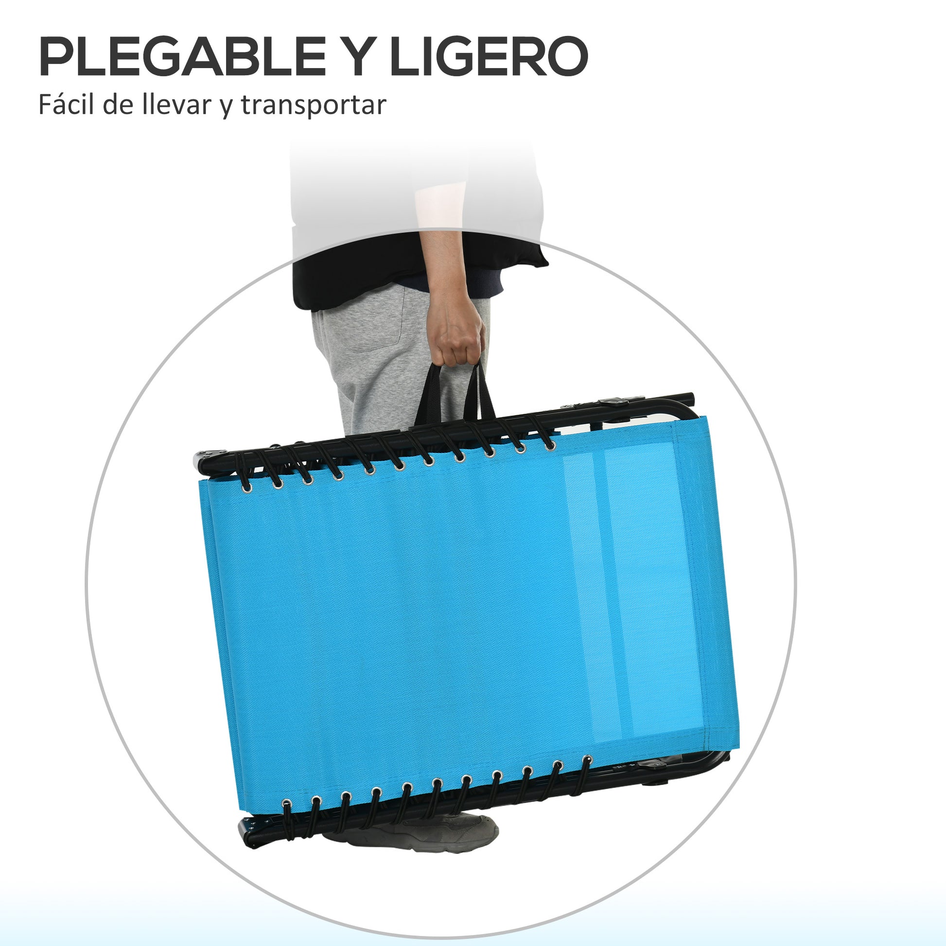 Outsunny Set de 2 Tumbonas Plegables Tumbonas Jardín Exterior con Respaldo Ajustable en 4 Posiciones Sistema de Cordones Marco Acero para Exterior 197x58x30 cm Azul Claro