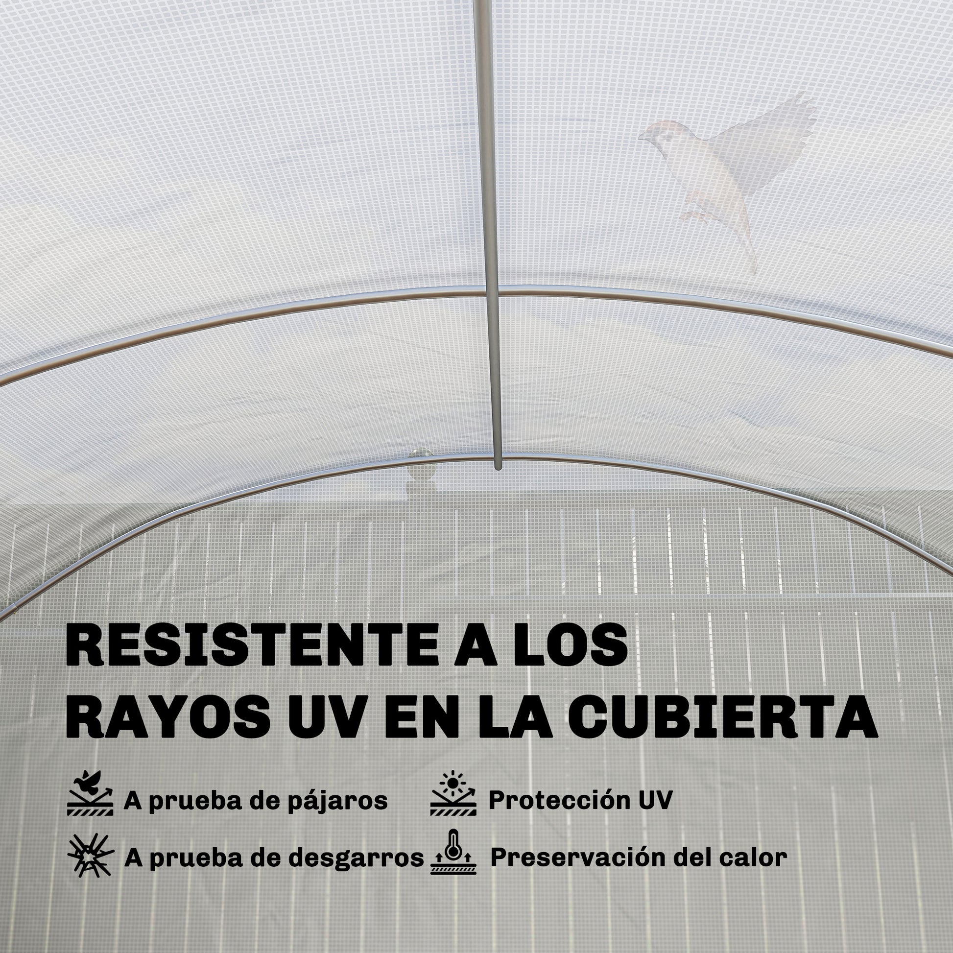 Outsunny Invernadero de Exterior 6x3x2 m, Invernadero de Túnel con 3 Puertas Enrollables, Ventanas de Malla, Cubierta PE 140g/m² Anti-UV y Marco de Acero Galvanizado, para Cultivos, Plantas, Blanco