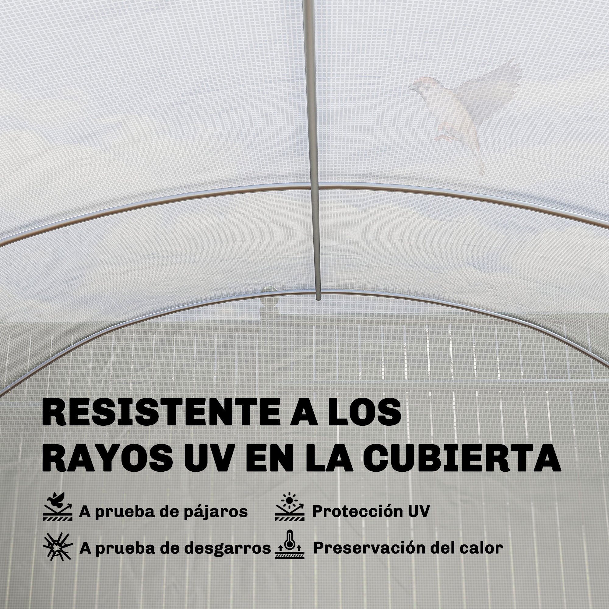 Outsunny Invernadero de Exterior 6x3x2 m, Invernadero de Túnel con 3 Puertas Enrollables, Ventanas de Malla, Cubierta PE 140g/m² Anti-UV y Marco de Acero Galvanizado, para Cultivos, Plantas, Blanco
