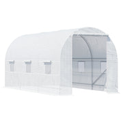 Outsunny Invernadero de Exterior 4,5x2x2 m Invernadero de Túnel con 6 Ventanas de Malla y Puerta Enrollable con Cremallera Invernadero de Huerto Anti-UV para Patio Jardín Blanco