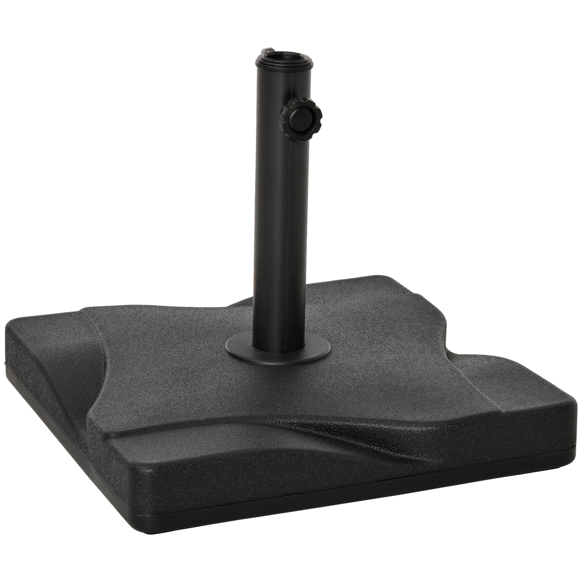 Outsunny Base de Sombrilla de Jardín Peso 20 kg Apta para Distintos Diámetros de Poste Ø32mm, Ø38mm, Ø48mm Rellena con Cemento Estable 41,5x41,5x33cm Negro