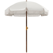 Outsunny Sombrilla de Playa con Flecos Ø190x210 cm Parasol para Terraza con 8 Varillas Apertura Manual Anti-UV Impermeable y Bolsa de Transporte para Jardín Piscina Gris Claro