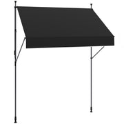Outsunny Toldo Manual Retráctil 2x1,2 m Toldo Exterior Terraza Enrollable Altura Ajustable con Manivela 210-310 cm Protección UV30+ Sin Taladro para Jardín Balcón Patio Negro