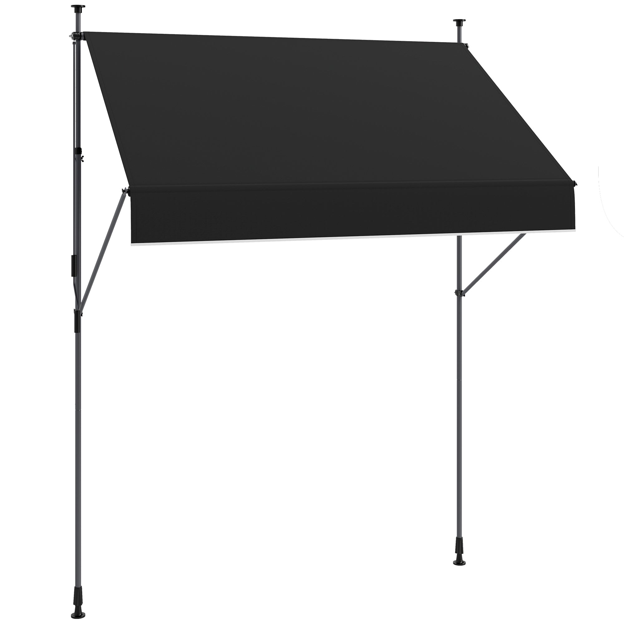 Outsunny Toldo Manual Retráctil 2x1,2 m Toldo Exterior Terraza Enrollable Altura Ajustable con Manivela 210-310 cm Protección UV30+ Sin Taladro para Jardín Balcón Patio Negro