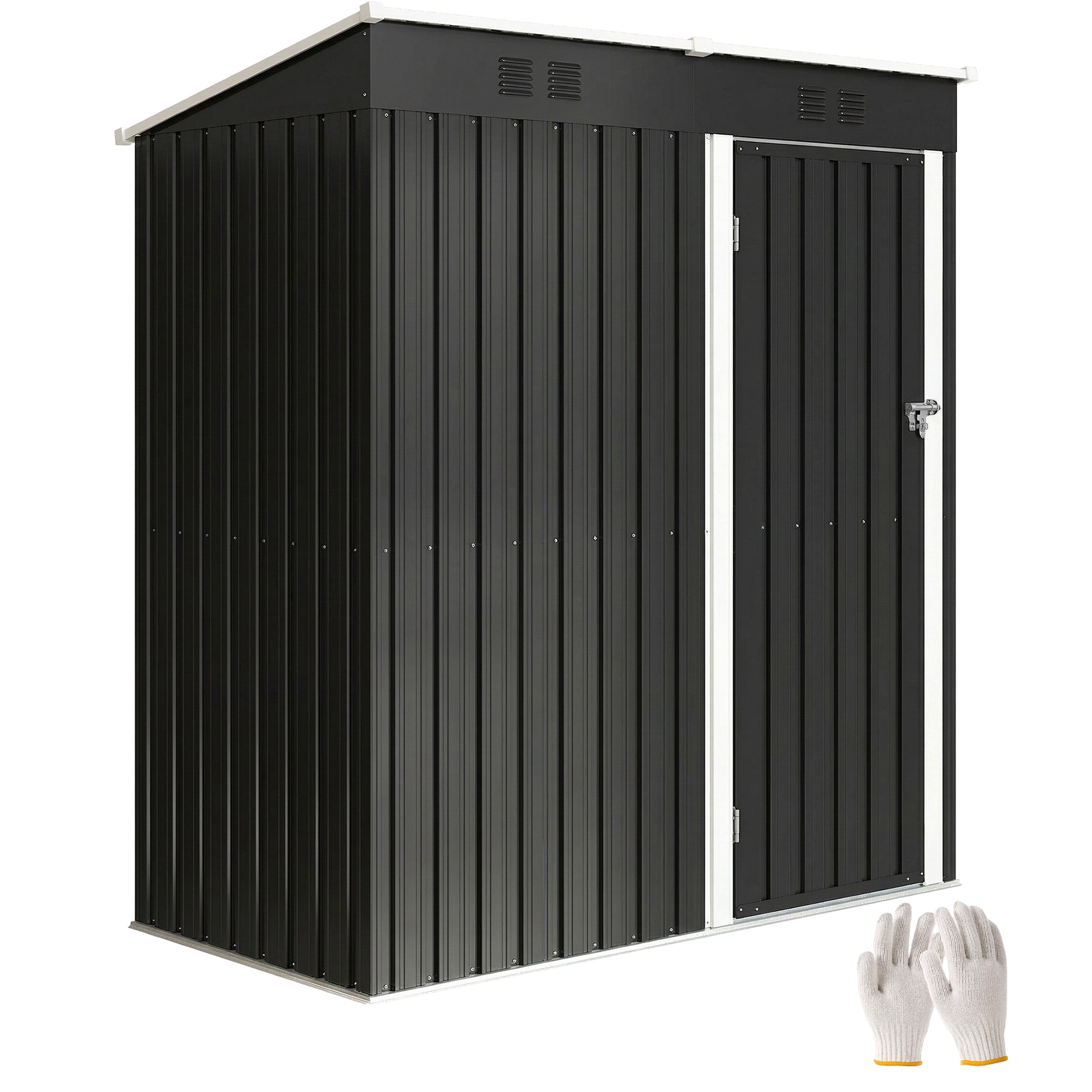 Outsunny Caseta de Jardín Exterior 1,37 m², 163x90x179 cm, Cobertizo de Jardín Exterior Metálico con Puerta con Pestillo y Ranuras de Ventilación, para Almacenamiento de Herramientas, Gris Oscuro
