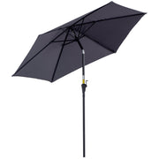 Outsunny Sombrilla para Jardín de Aluminio Ø260x235 cm Parasol de Jardín Reclinable con Manivela y 6 Varillas de Metal para Terraza Exterior Balcón Gris