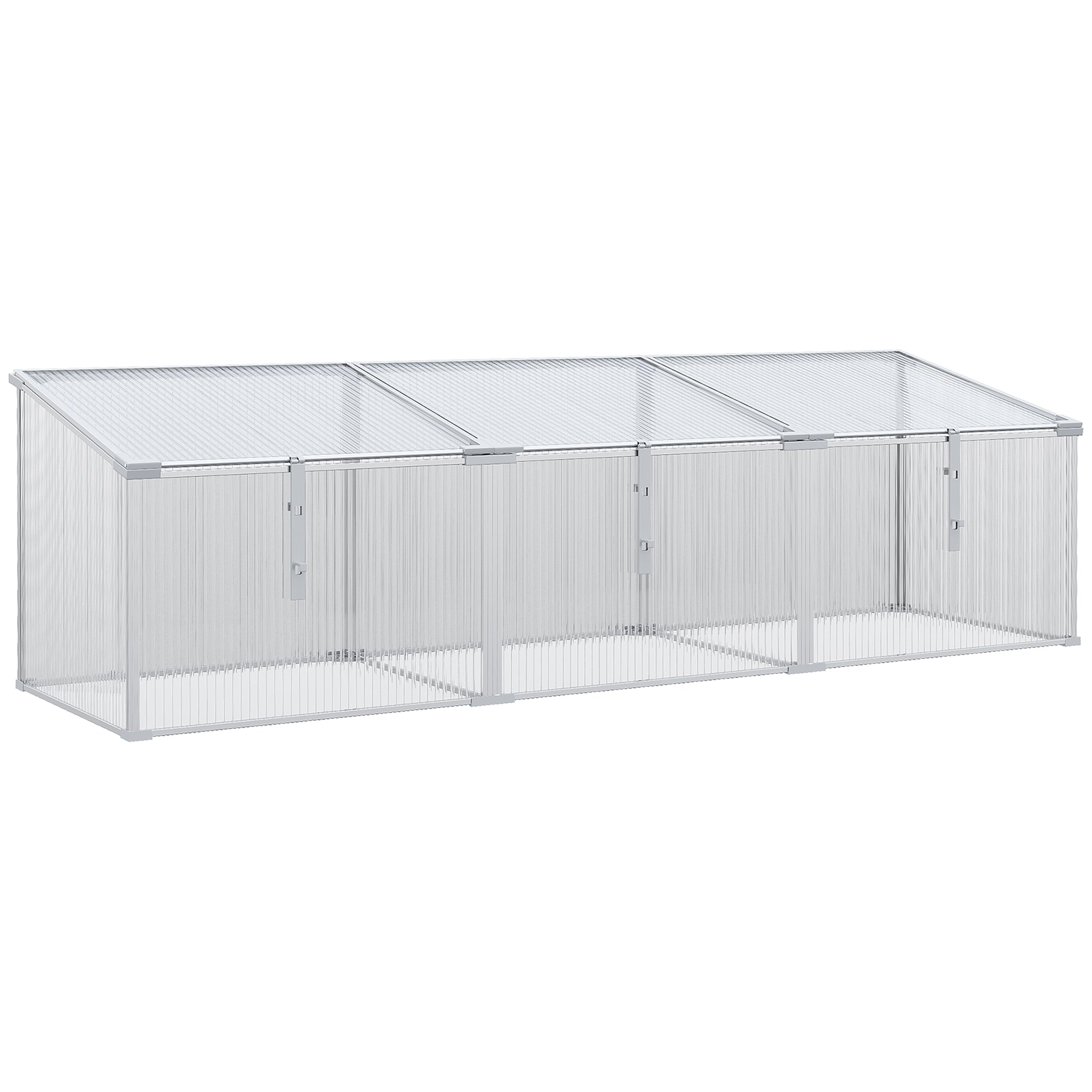 Outsunny Invernadero de Jardín de Policarbonato y Aluminio 180x51x51 cm Vivero Casero con 3 Techos Ajustables Protección UV30+ para Huerto Terraza Patio Transparente