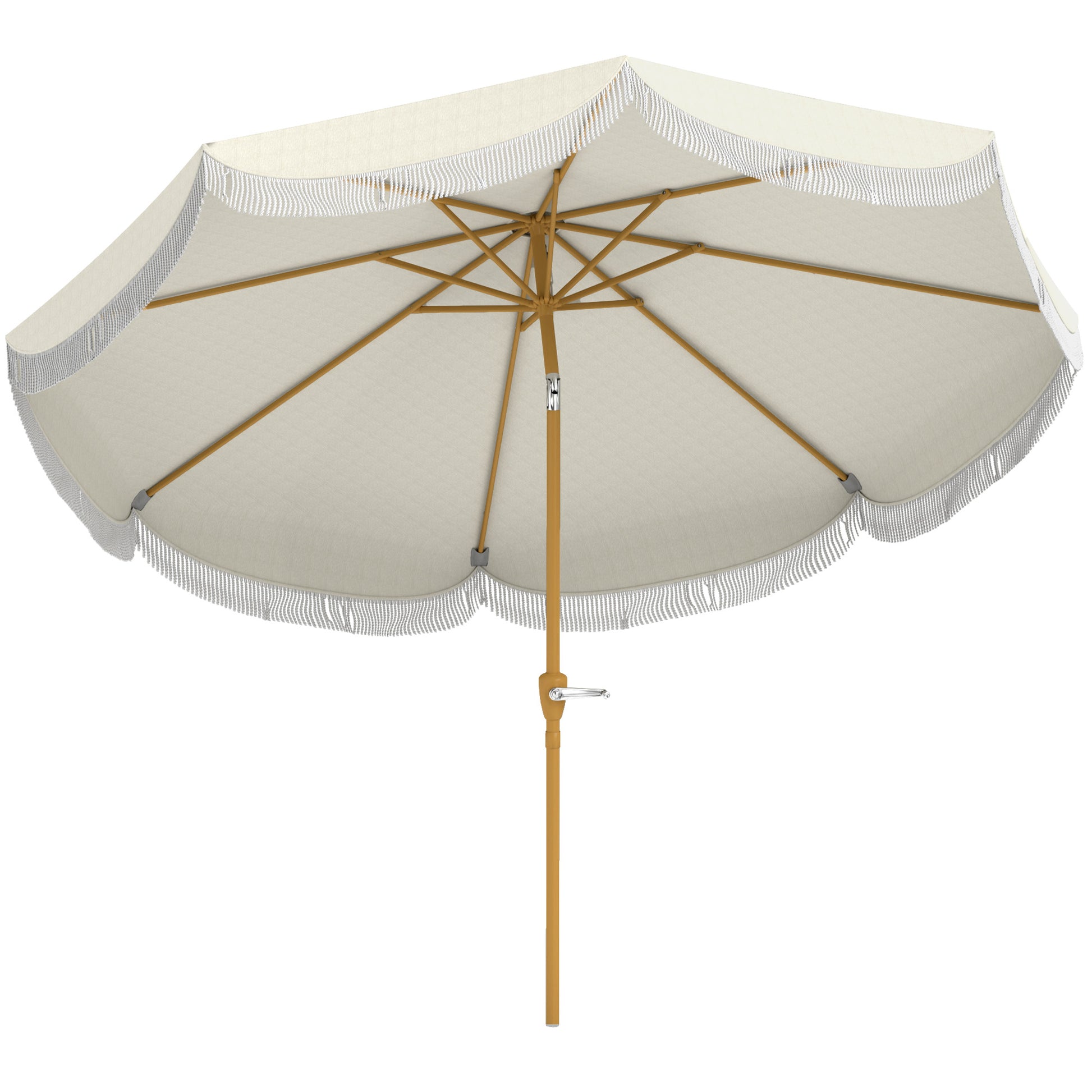Outsunny Sombrilla Terraza Exterior Ø269 cm Sombrilla de Jardín con Ángulo Ajustable y Manivela Protección UV30+ Parasol para Patio Terraza Beige