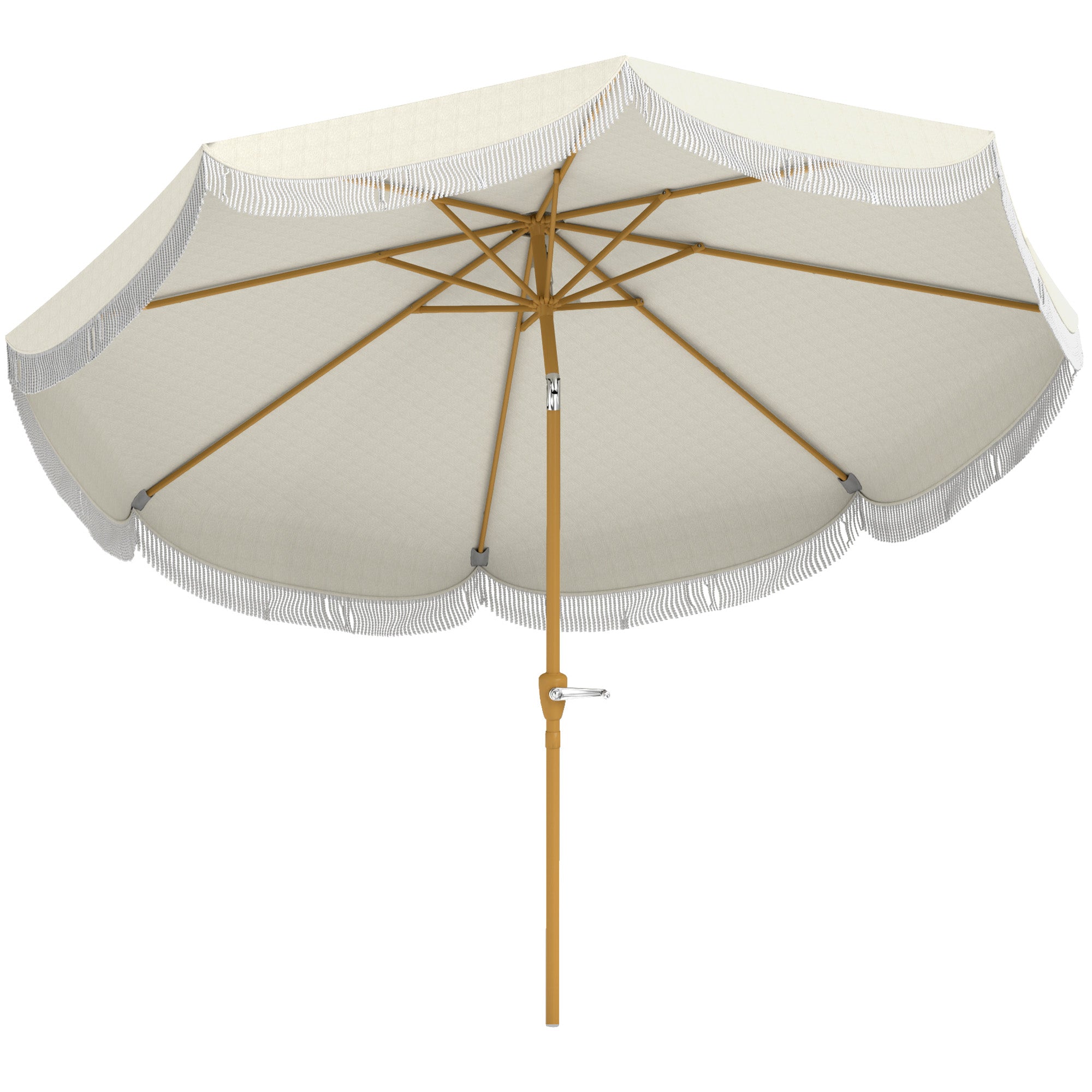 Outsunny Sombrilla Terraza Exterior Ø269 cm Sombrilla de Jardín con Ángulo Ajustable y Manivela Protección UV30+ Parasol para Patio Terraza Beige