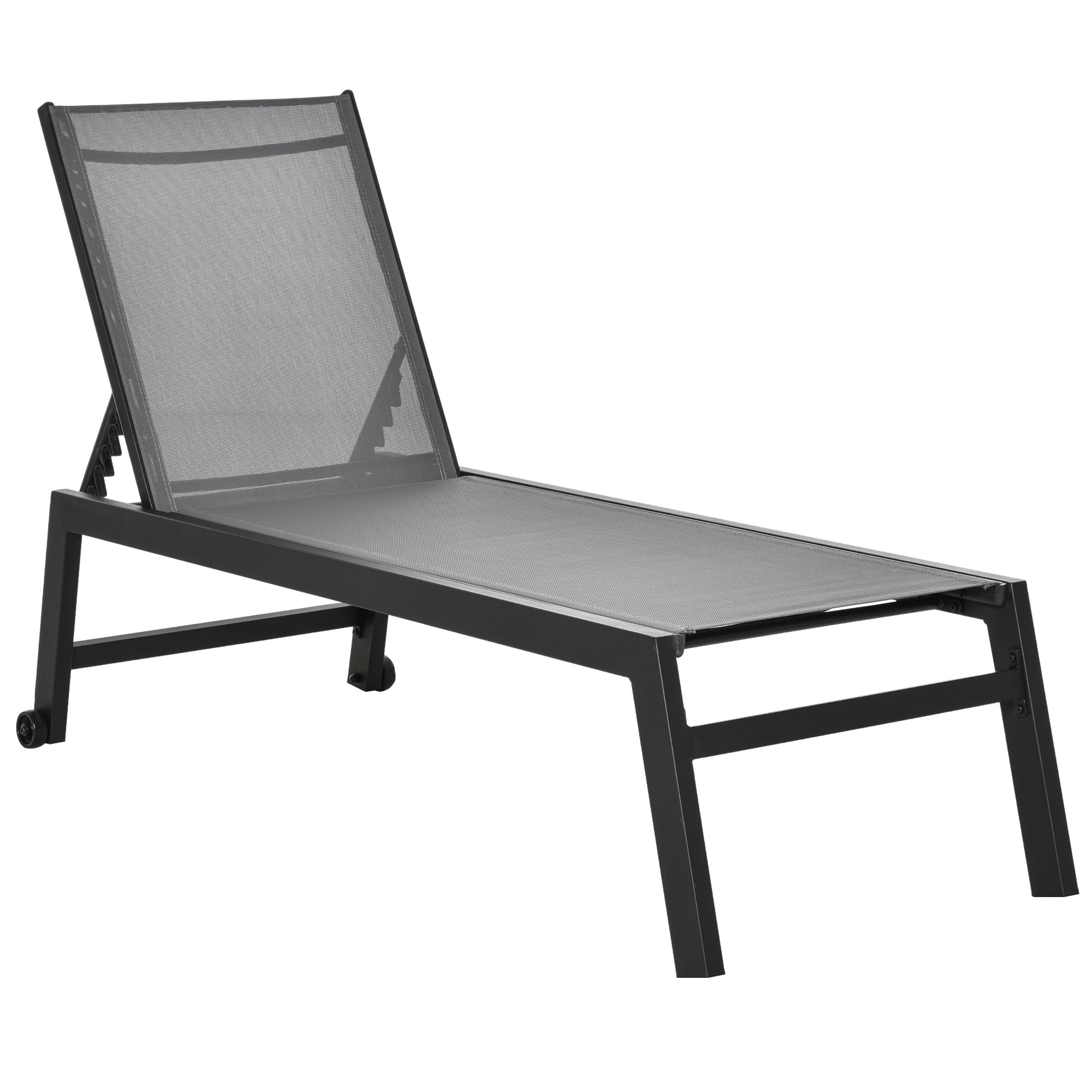 Outsunny Tumbona de Jardín de Aluminio Tumbona Exterior con Respaldo Reclinable en 5 Posiciones Carga 120 kg para Patio Terraza 169x65x102 cm Gris