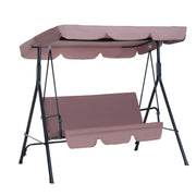 Outsunny Columpio de Jardín de 3 Plazas Silla Balancín con Parasol Techo Ajustable en Ángulo Impermeable para Exterior Terraza Balcón Carga Máx. 200 kg Acero 172x110x153 cm Marrón
