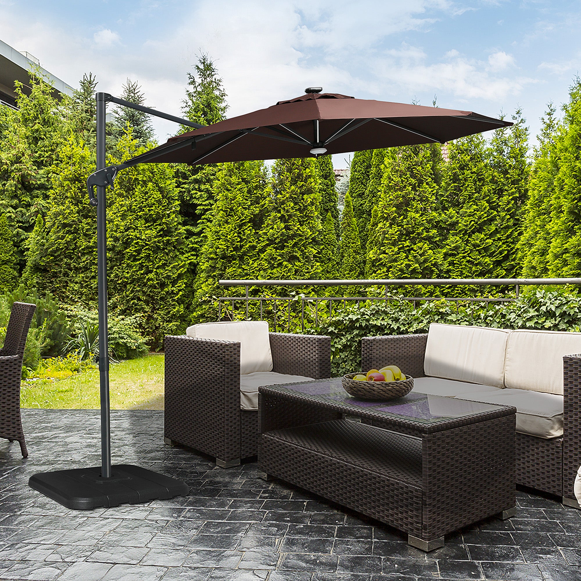 Outsunny Base de Sombrilla de 4 Piezas Rellenable de Agua 90 kg o Arena 130 kg Pesos para Base Cruzada de Parasol para Jardín Terraza Patio 98x98x13 cm Negro