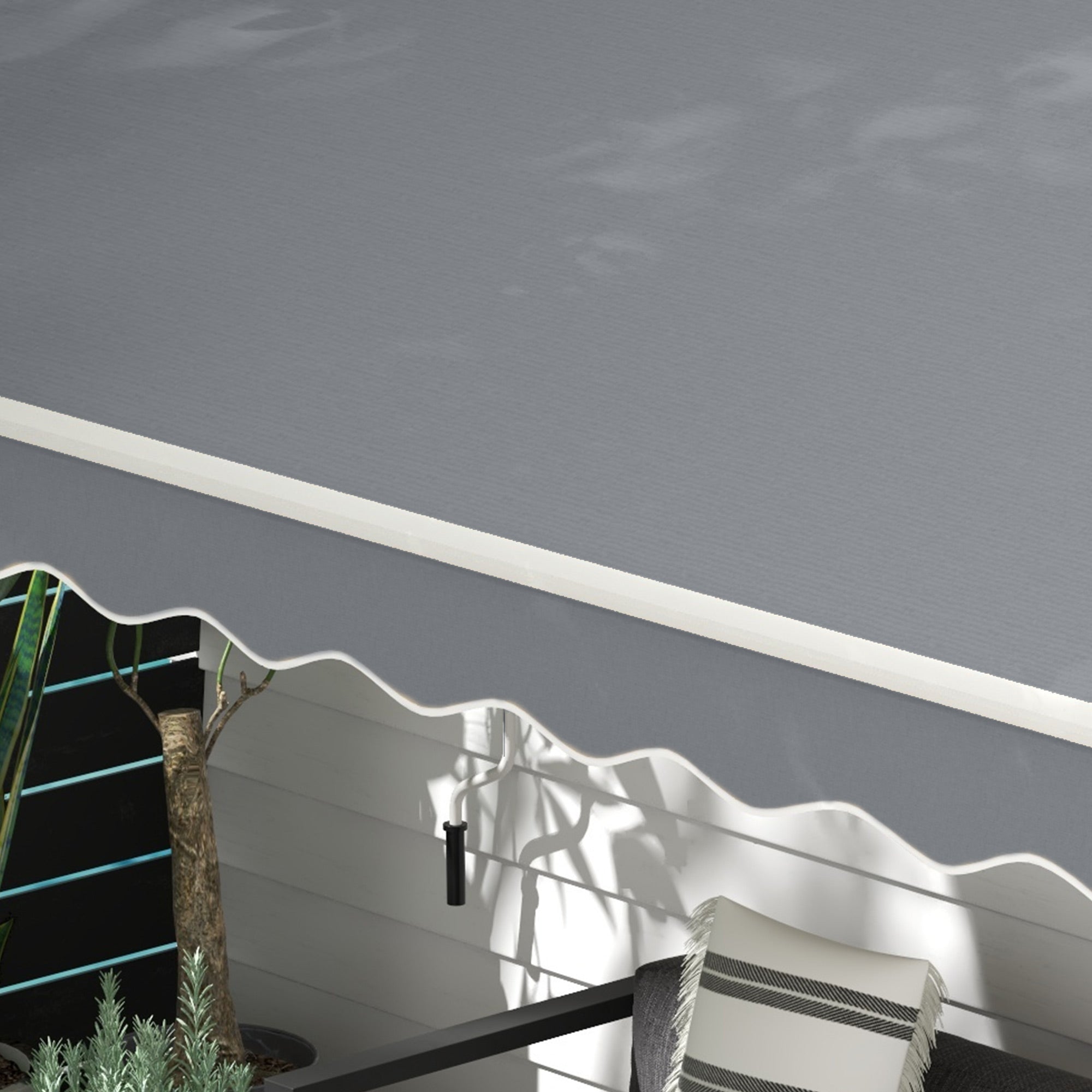 Outsunny Toldo Manual Retráctil 395x245 cm, Toldo Exterior Terraza con Ángulo Ajustable, Brazo Articulado, Montaje a Pared, Estructura de Aluminio, Anti-UV e Impermeable, para Jardín, Gris