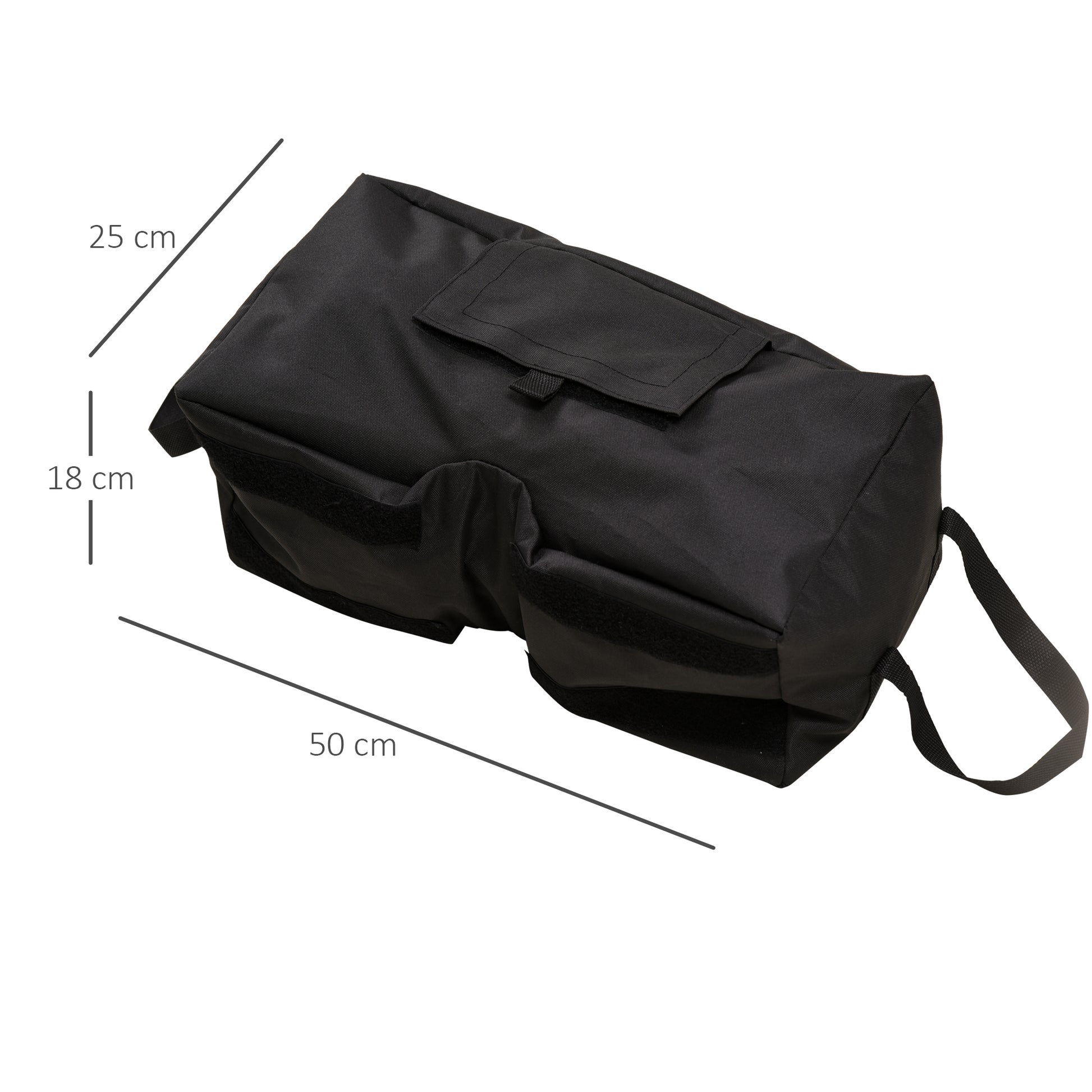 Outsunny Juego de 2 Bolsas de Arena Peso para Sombrilla 50 kg Soporte de Base con Pala y Asas Cubierta de Tela Oxford Impermeable para Exterior 50x25x18 cm Negro