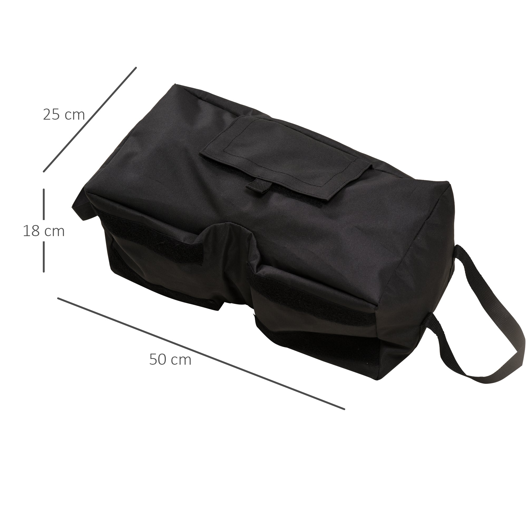 Outsunny Juego de 2 Bolsas de Arena Peso para Sombrilla 50 kg Soporte de Base con Pala y Asas Cubierta de Tela Oxford Impermeable para Exterior 50x25x18 cm Negro