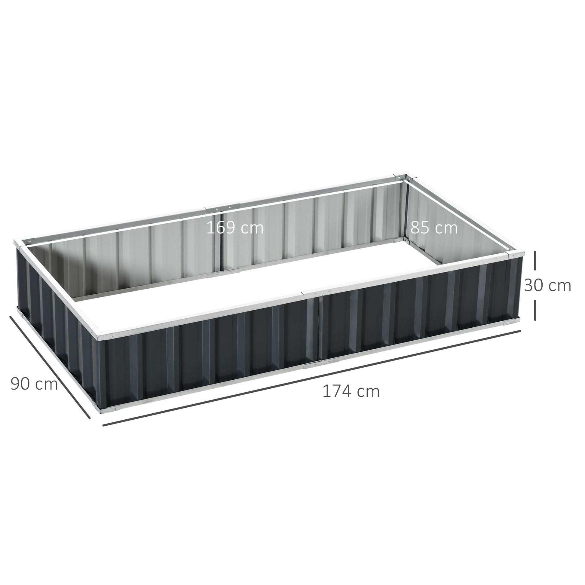 Outsunny Huerto Urbano 174x90x30 cm Arriate de Jardín de Acero Incluye Guantes Jardinera Macetero Rectangular para Cultivos Plantas Flores para Terraza Balcón Exterior Gris