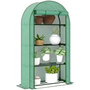 Outsunny Invernadero de Exterior Invernadero Pequeño de 4 Niveles con 4 Estantes Puerta Enrollable Cubierta de PE 140g/m² y Marco de Acero para Cultivos Plantas Flores 105x45x160 cm Verde