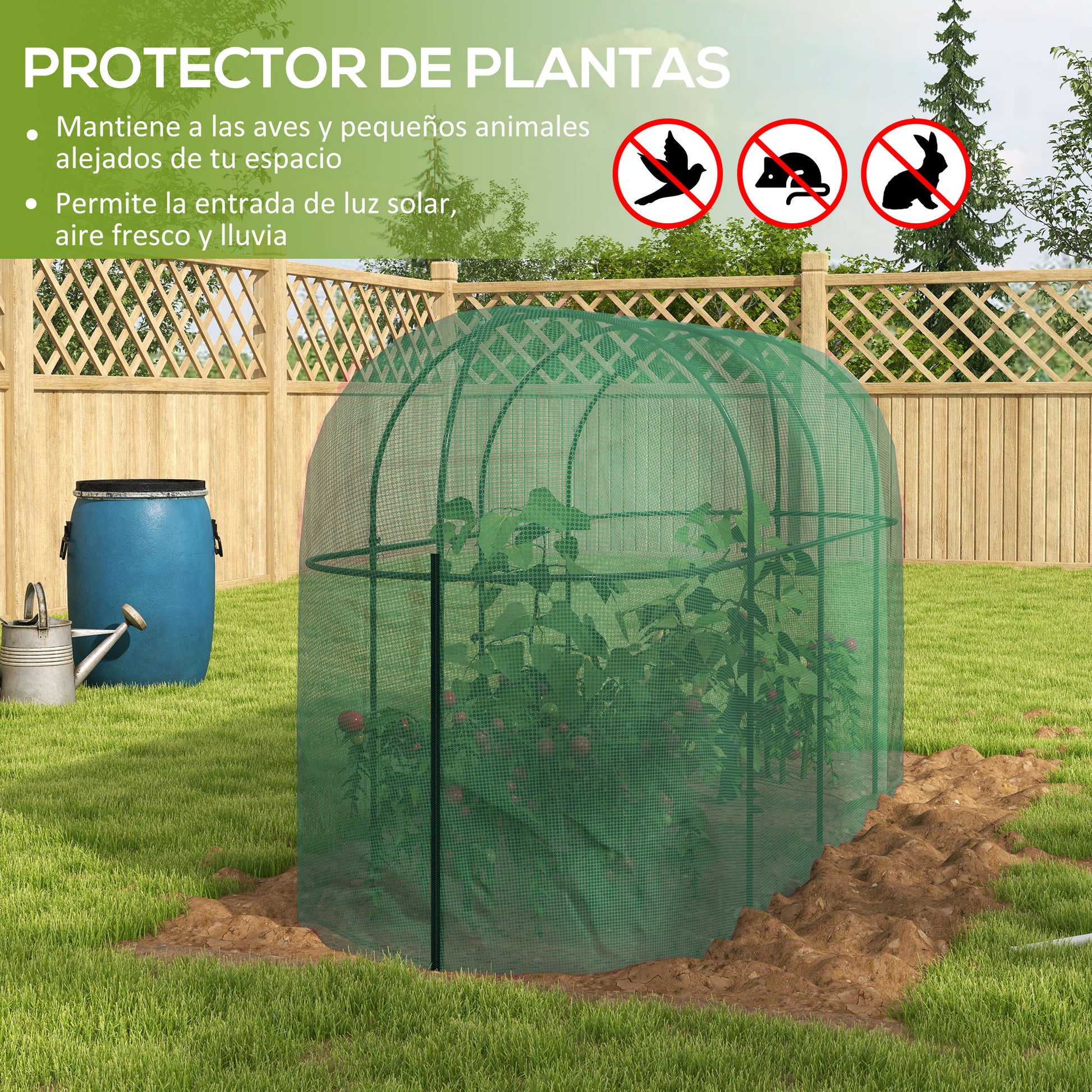 Outsunny Jaula de Cultivo Jaula para Plantas Jaula para Insectos con Puerta con Cremallera y Marco de Acero para Jardín Terraza Patio 300x100x150 cm Verde