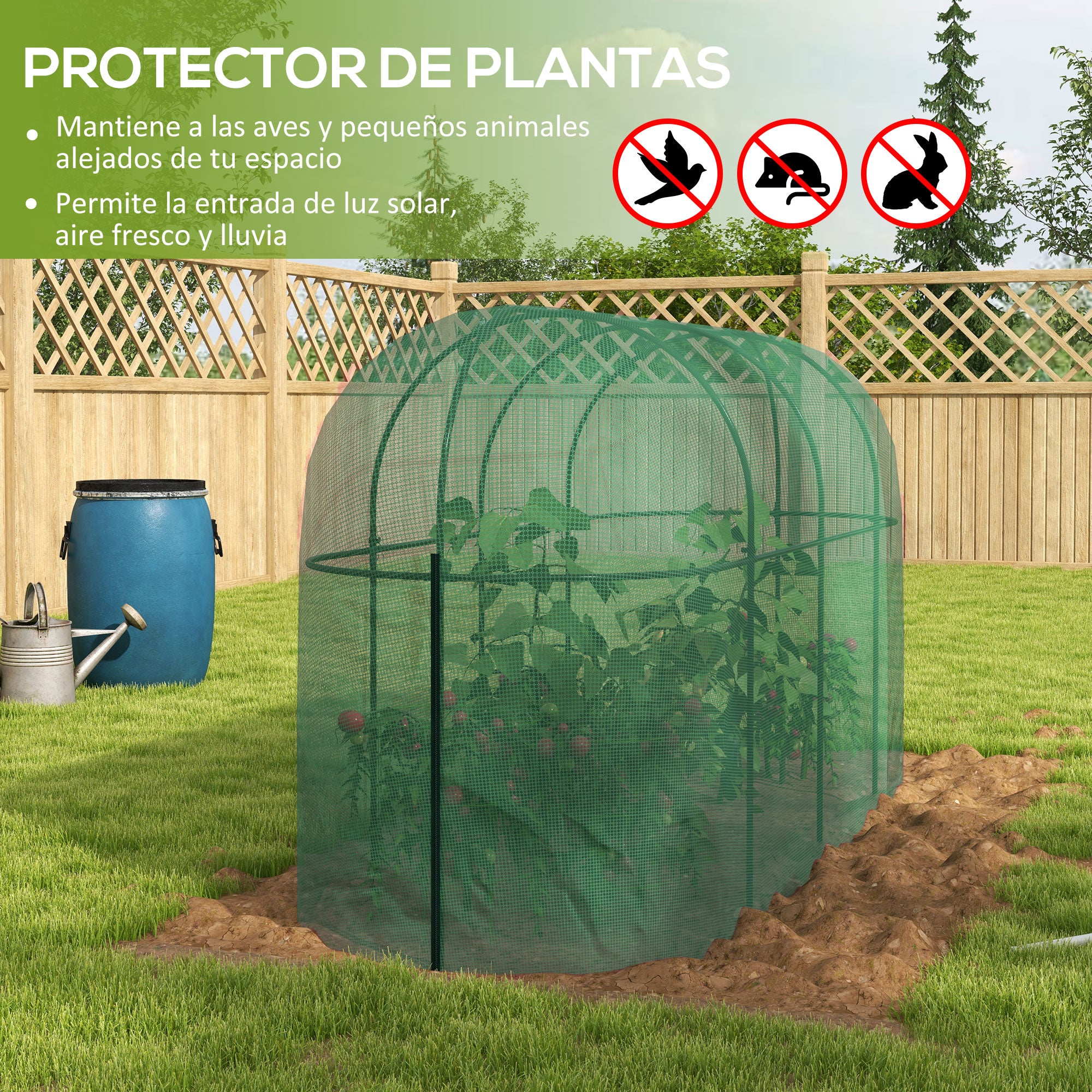 Outsunny Jaula de Cultivo Jaula para Plantas Jaula para Insectos con Puerta con Cremallera y Marco de Acero para Jardín Terraza Patio 300x100x150 cm Verde