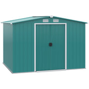 Outsunny Cobertizo de Jardín 260x206x179 cm con Base de 4,7m² Caseta Metálica con Puertas Correderas y Ventilaciones para Almacenamiento de Herramientas Jardinería Verde