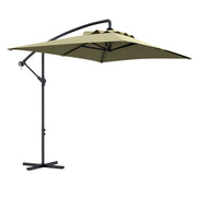 Outsunny Parasol Excéntrico 294x193 cm Sombrilla de Jardín con Base Cruzada y Manivela Impermeable Protección UV Sombrilla para Terraza Patio Beige
