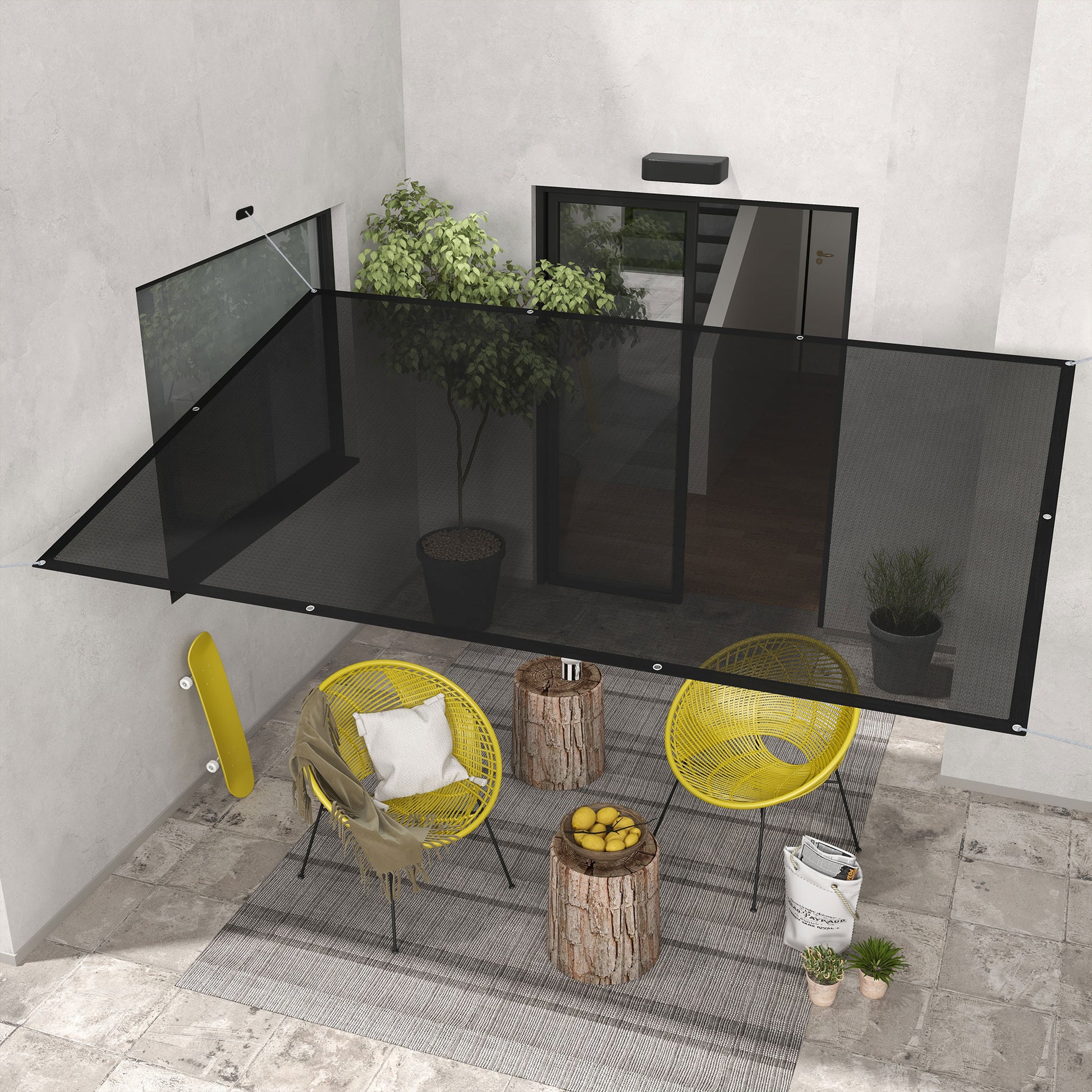 Outsunny Toldo Vela de Sombra Rectangular 3x2 m Toldo de Jardín Protección Solar 65% Transpirable y Anticongelante para Patio Terraza Balcón Negro