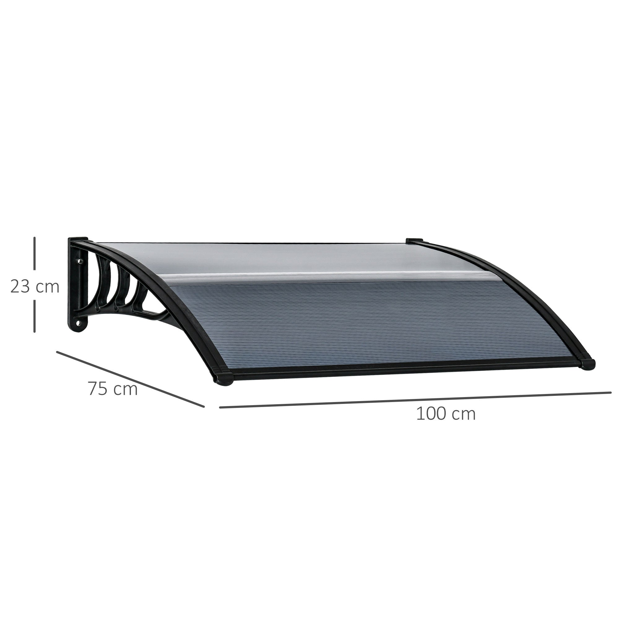 Outsunny Marquesina Exterior para Puertas y Ventanas 100x75 cm Tejadillo de Protección contra Sol y Lluvia con Cubierta de Policarbonato Soporte de Aluminio Negro