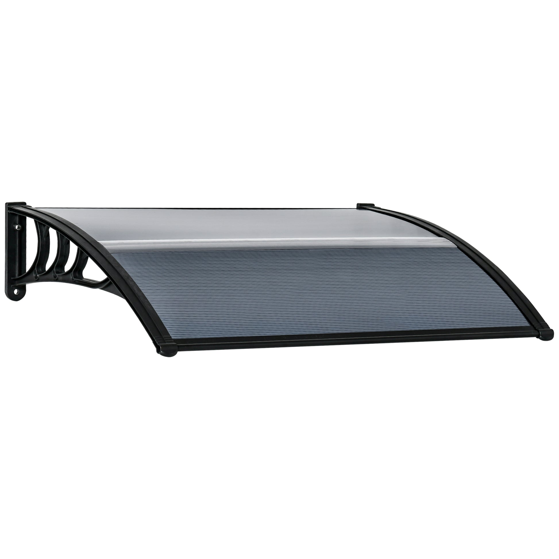 Outsunny Marquesina Exterior para Puertas y Ventanas 100x75 cm Tejadillo de Protección contra Sol y Lluvia con Cubierta de Policarbonato Soporte de Aluminio Negro