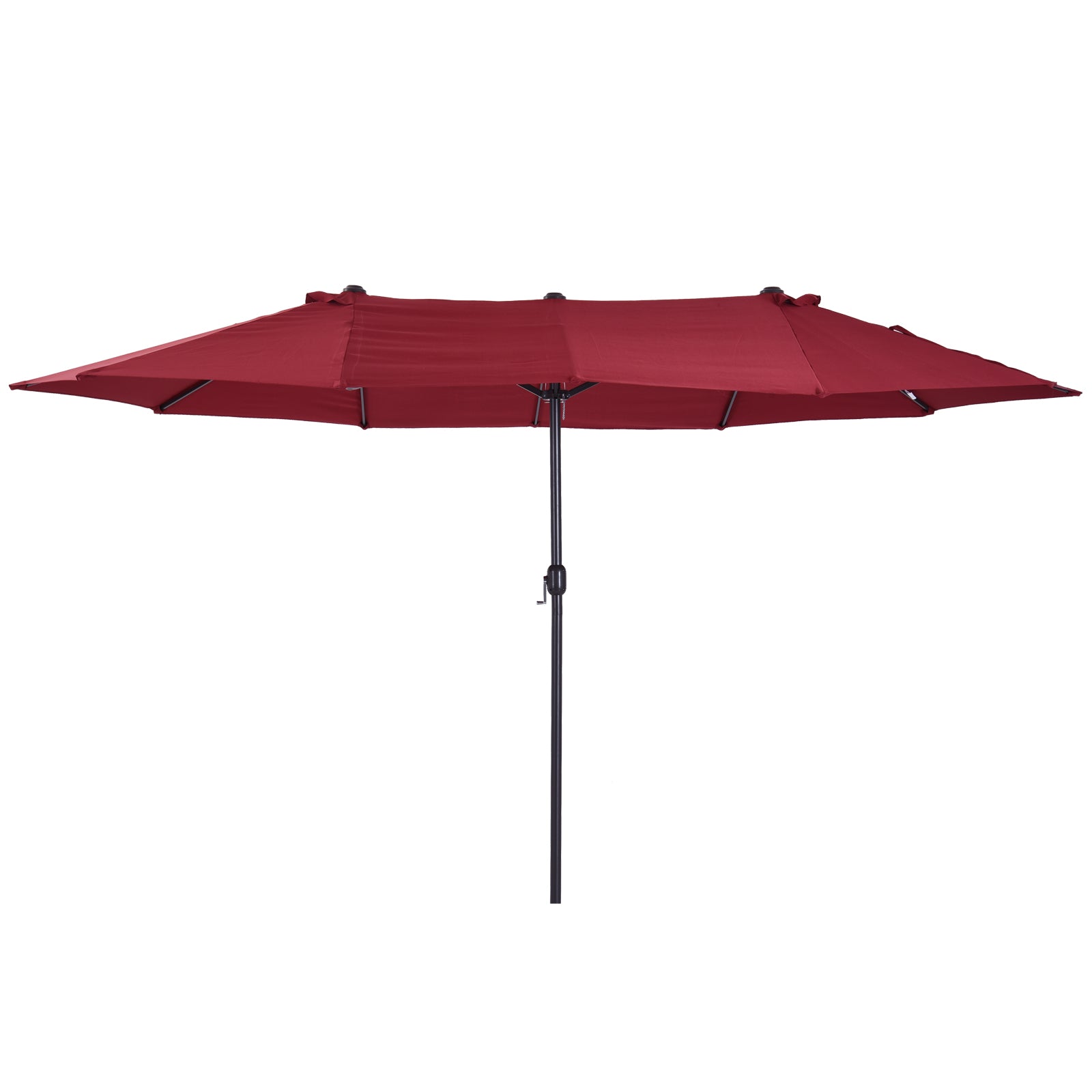 Outsunny Sombrilla Doble 4,55x2,65 m Sombrilla Terraza Exterior con Manivela Manual Resistente al Agua y Protección Solar Sombrilla Grande para Terraza Playa Piscina Rojo