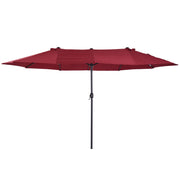 Outsunny Sombrilla Doble 4,55x2,65 m Sombrilla Terraza Exterior con Manivela Manual Resistente al Agua y Protección Solar Sombrilla Grande para Terraza Playa Piscina Rojo
