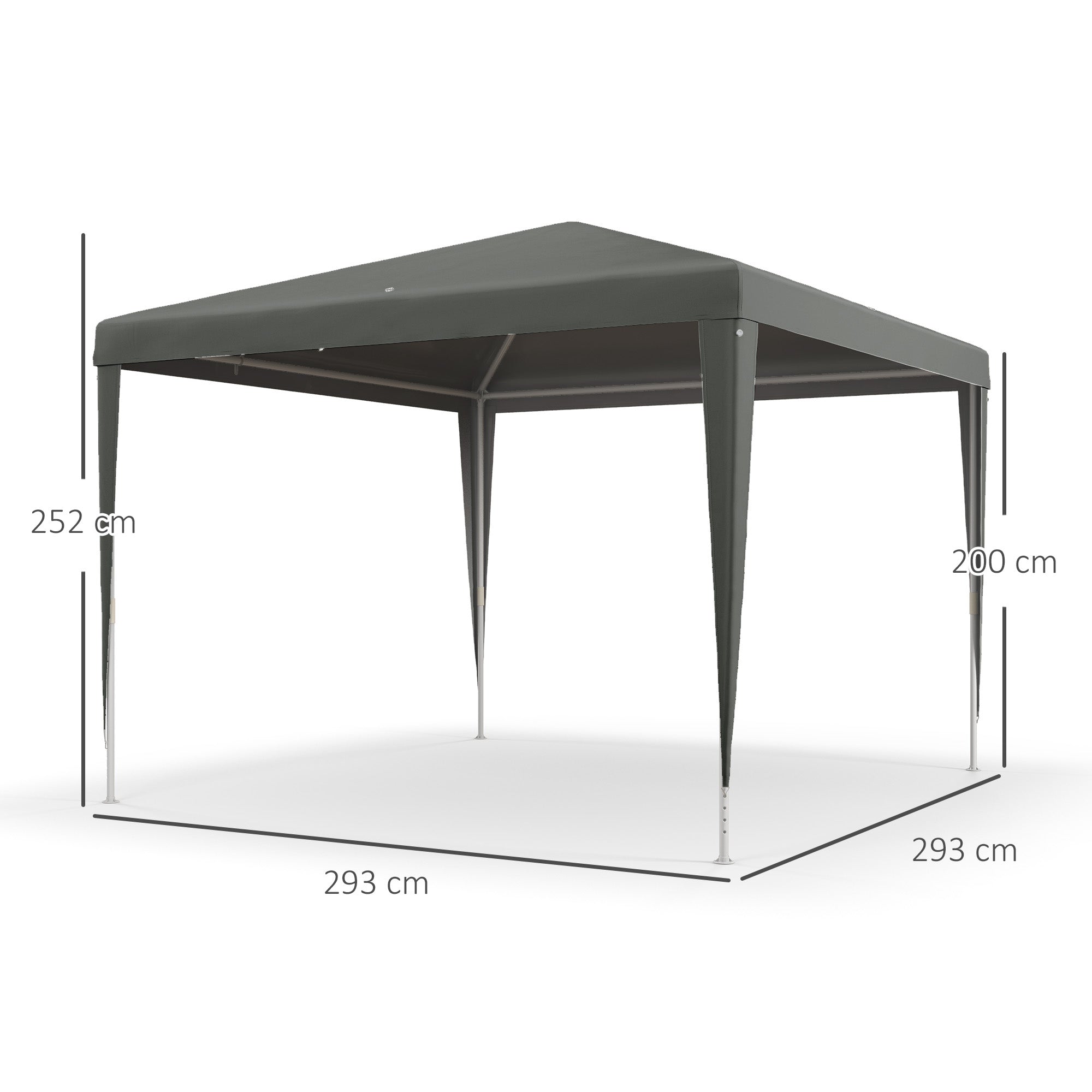 Outsunny Carpa Desmontable 3x3 m Cenador Pabellón de Jardín con 4 Orificios de Drenaje y Marco de Acero Anti-UV Gazebo para Terraza Patio Exterior Camping Gris