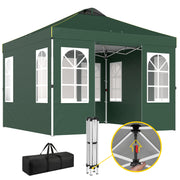 Outsunny Carpa Plegable 3x3 m, Pop-up, con 4 Laterales Extraíbles, Cenador de Jardín con UPF50+, Bloqueo Central, Altura Ajustable, Bolsa de Transporte, Sacos Arena, Gazebo para Exterior, Verde