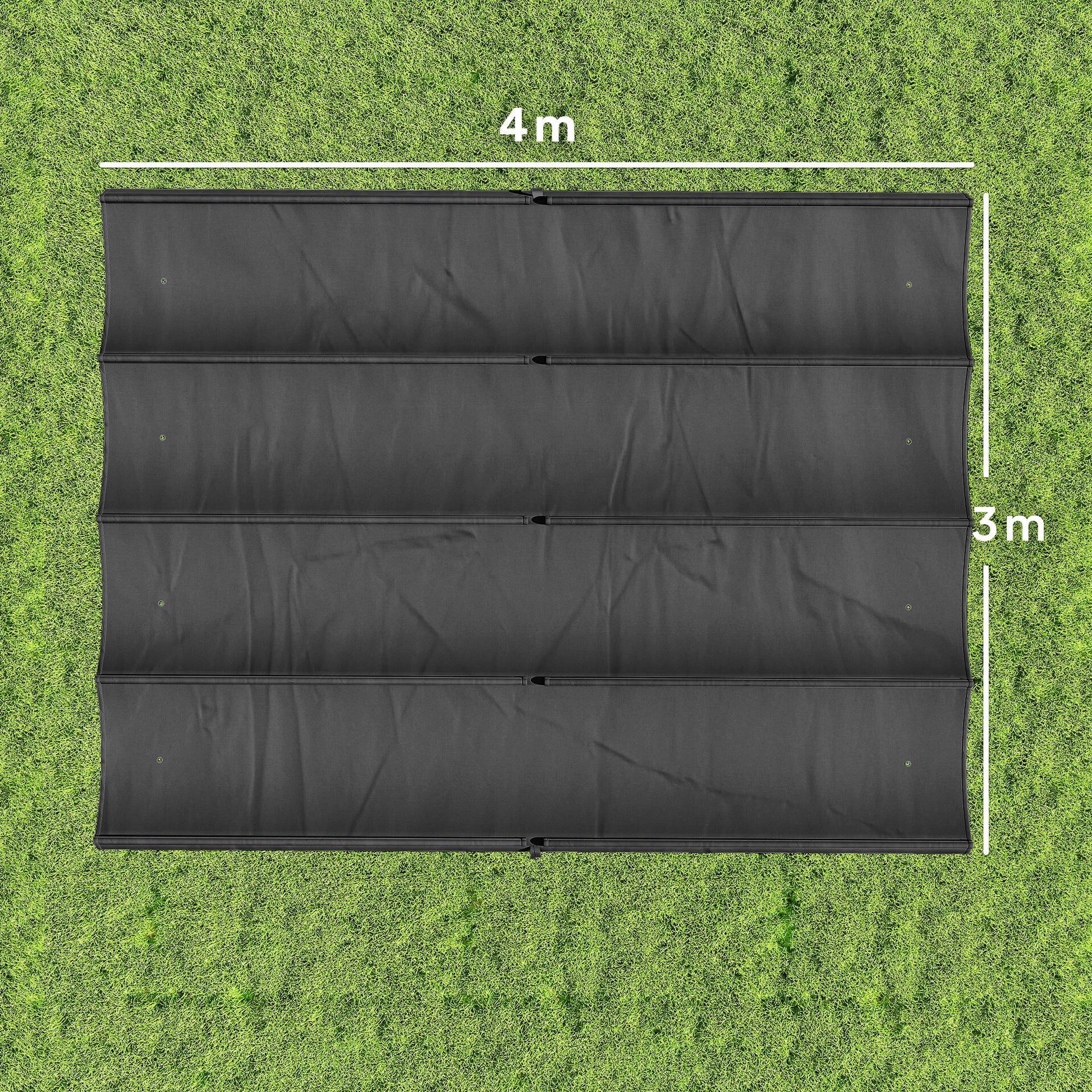 Outsunny Techo de Pérgola 4 x 3,5 m, Techo de Repuesto Retráctil para Marco de Pérgola de 4x3 m, UV30+, Toldo de Tela Solo para Cenador Jardín con 8 Orificios de Drenaje, Gris Oscuro