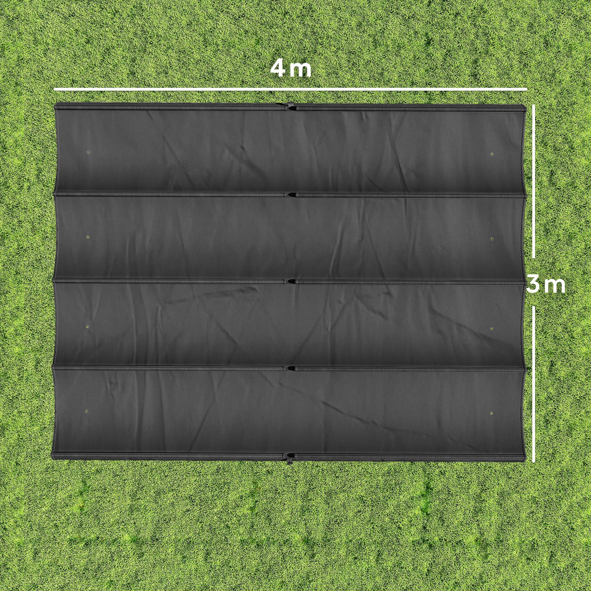Outsunny Techo de Pérgola 4 x 3,5 m, Techo de Repuesto Retráctil para Marco de Pérgola de 4x3 m, UV30+, Toldo de Tela Solo para Cenador Jardín con 8 Orificios de Drenaje, Gris Oscuro