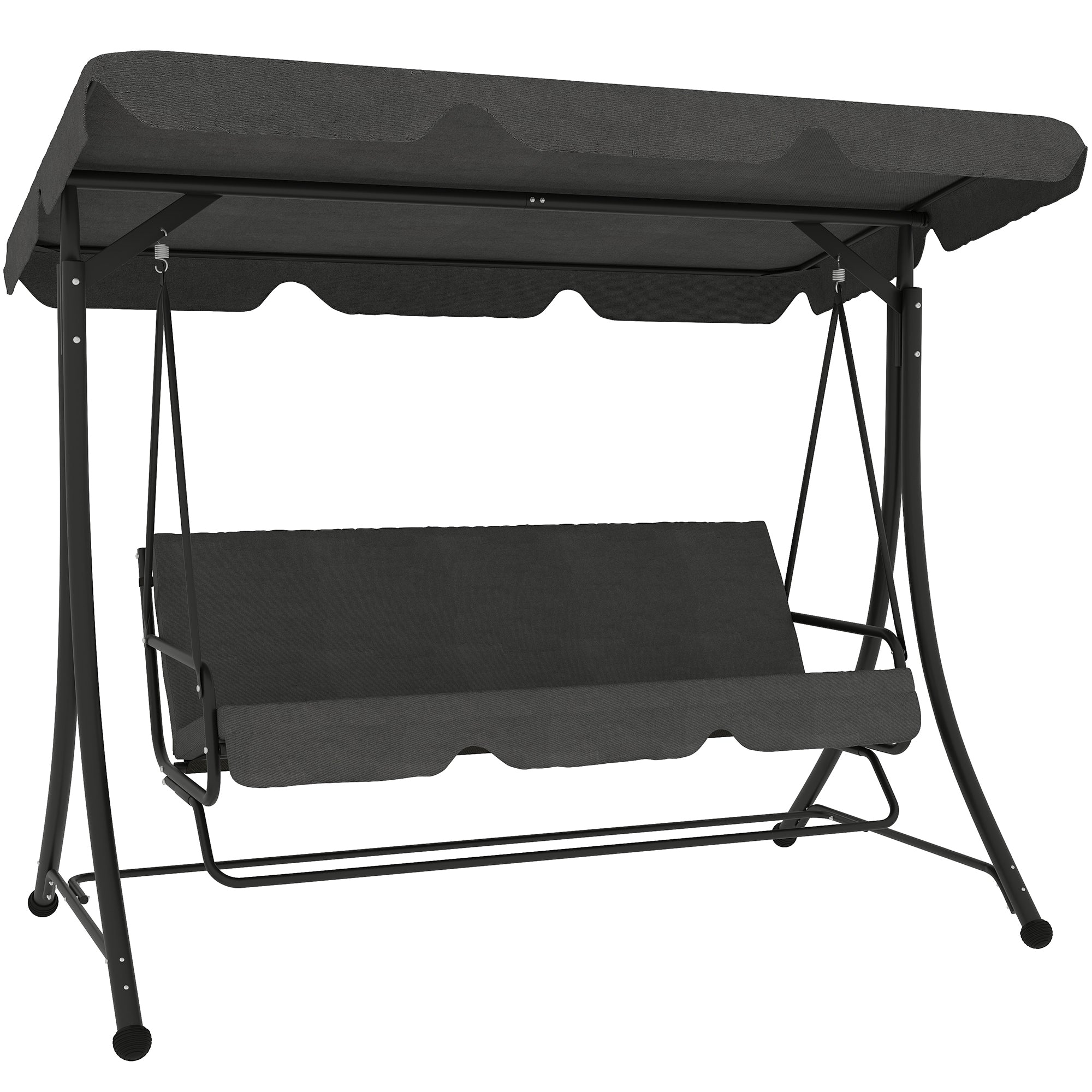 Outsunny Columpio de Jardín Exterior de 3 Plazas Balancín de Jardín Exterior con Toldo Ajustable Reposapiés Retráctil y Cojines Carga 330 kg 200x127x170 cm Gris