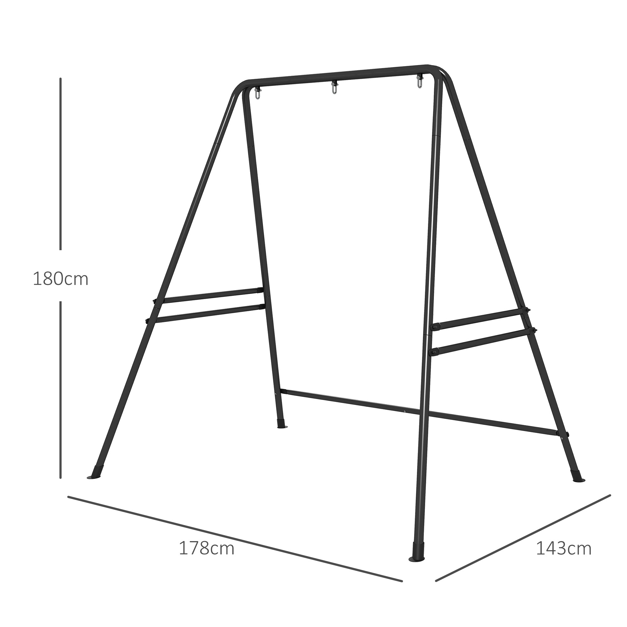 Outsunny Soporte para Silla Colgante Sostén para Columpio con Marco de Acero Carga 150 kg para Patio Terraza Balcón Jardín Negro